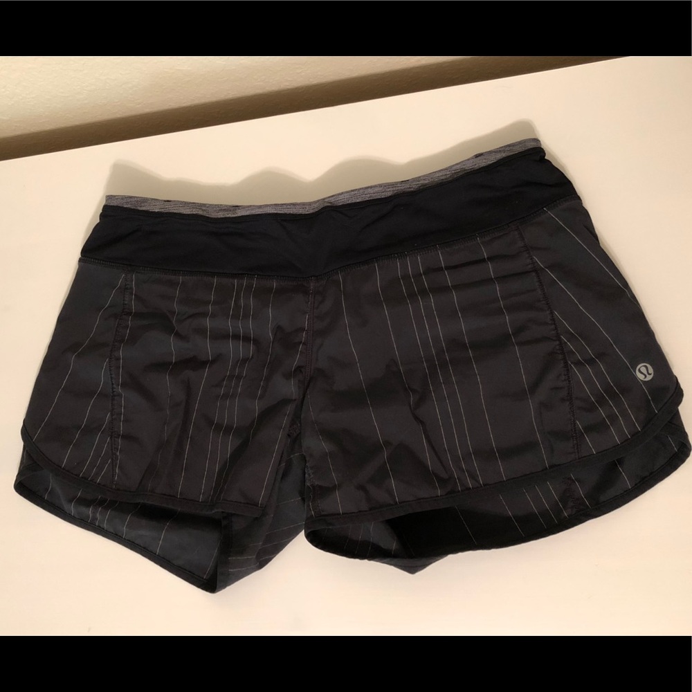 Black Pinstripe Lululemon Run Times Shorts